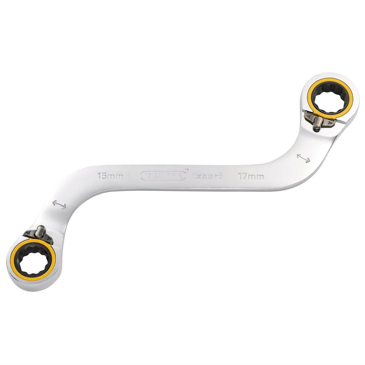 Draper Expert HI-TORQ® Double Ring Ratchet S-Shape Spanner 15 x 17mm 03945 White Rose Tools