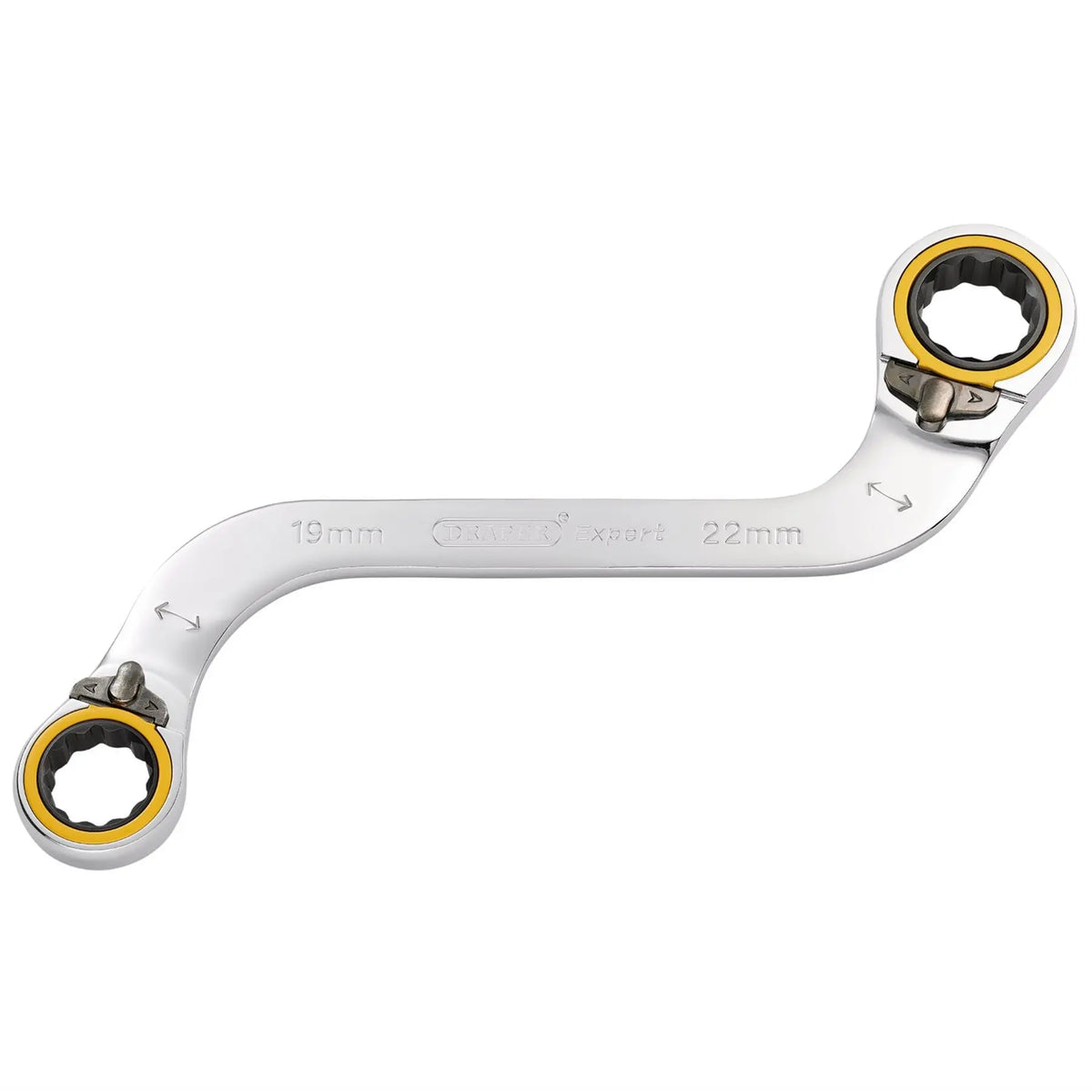 Draper Expert HI-TORQ® Double Ring Ratchet S-Shape Spanner 19 x 22mm 03946 White Rose Tools