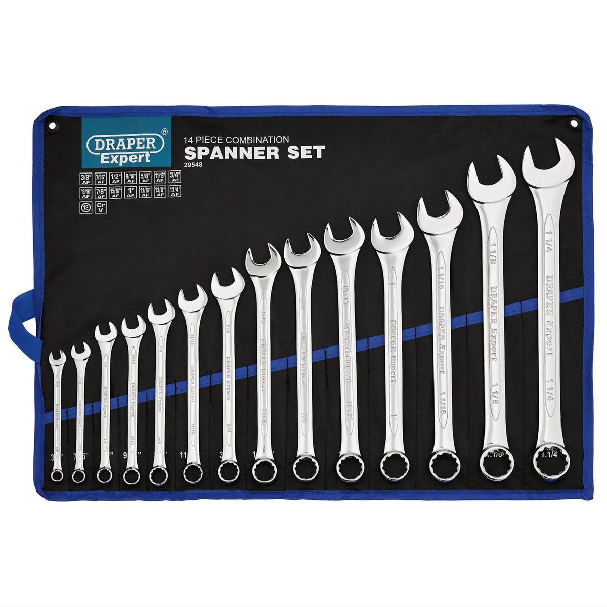 Draper Expert HI-TORQ® Imperial Combination Spanner Set (14 Piece) 29548 White Rose Tools