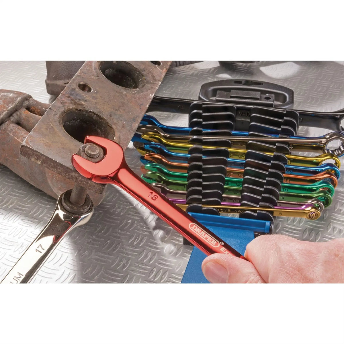 Draper Expert HI-TORQ® Metric Coloured Combination Spanner Set 6 - 19mm (13 Piece) 23017 White Rose Tools