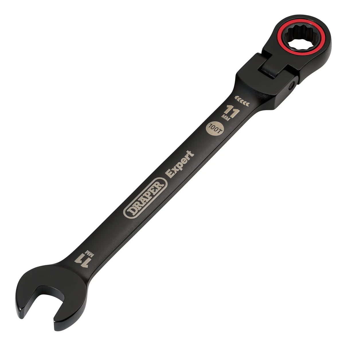 Draper Expert HI-TORQ® Metric Flexible Head Ratchet Combination Spanner 11mm Black 03917 White Rose Tools