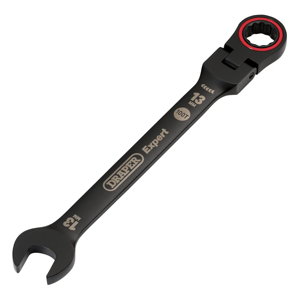 Draper Expert HI-TORQ® Metric Flexible Head Ratchet Combination Spanner 13mm Black 03919 White Rose Tools