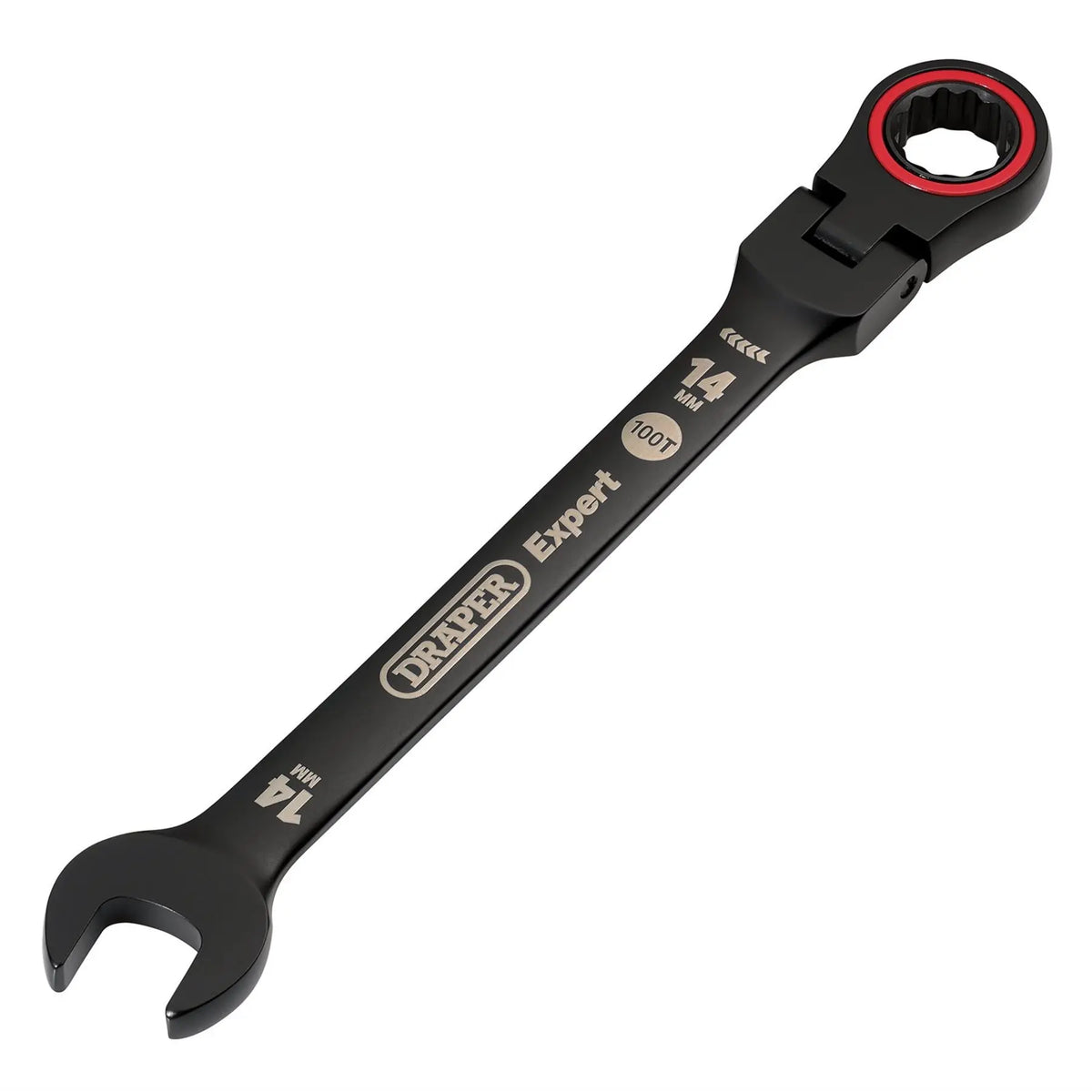 Draper Expert HI-TORQ® Metric Flexible Head Ratchet Combination Spanner 14mm Black 03920 White Rose Tools