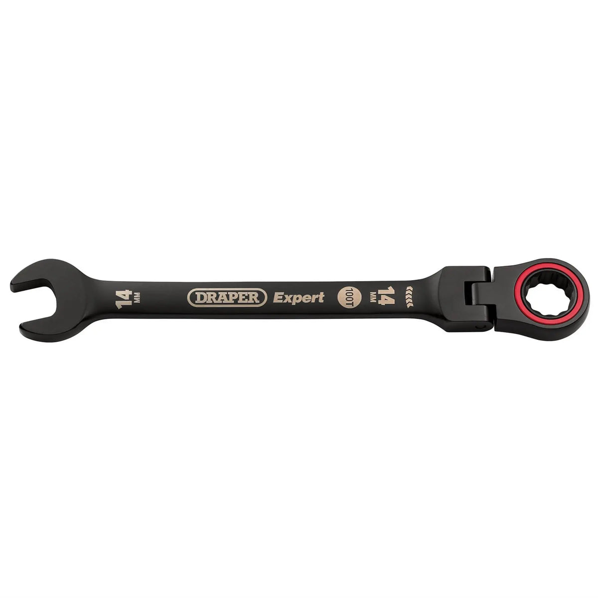 Draper Expert HI-TORQ® Metric Flexible Head Ratchet Combination Spanner 14mm Black 03920 White Rose Tools