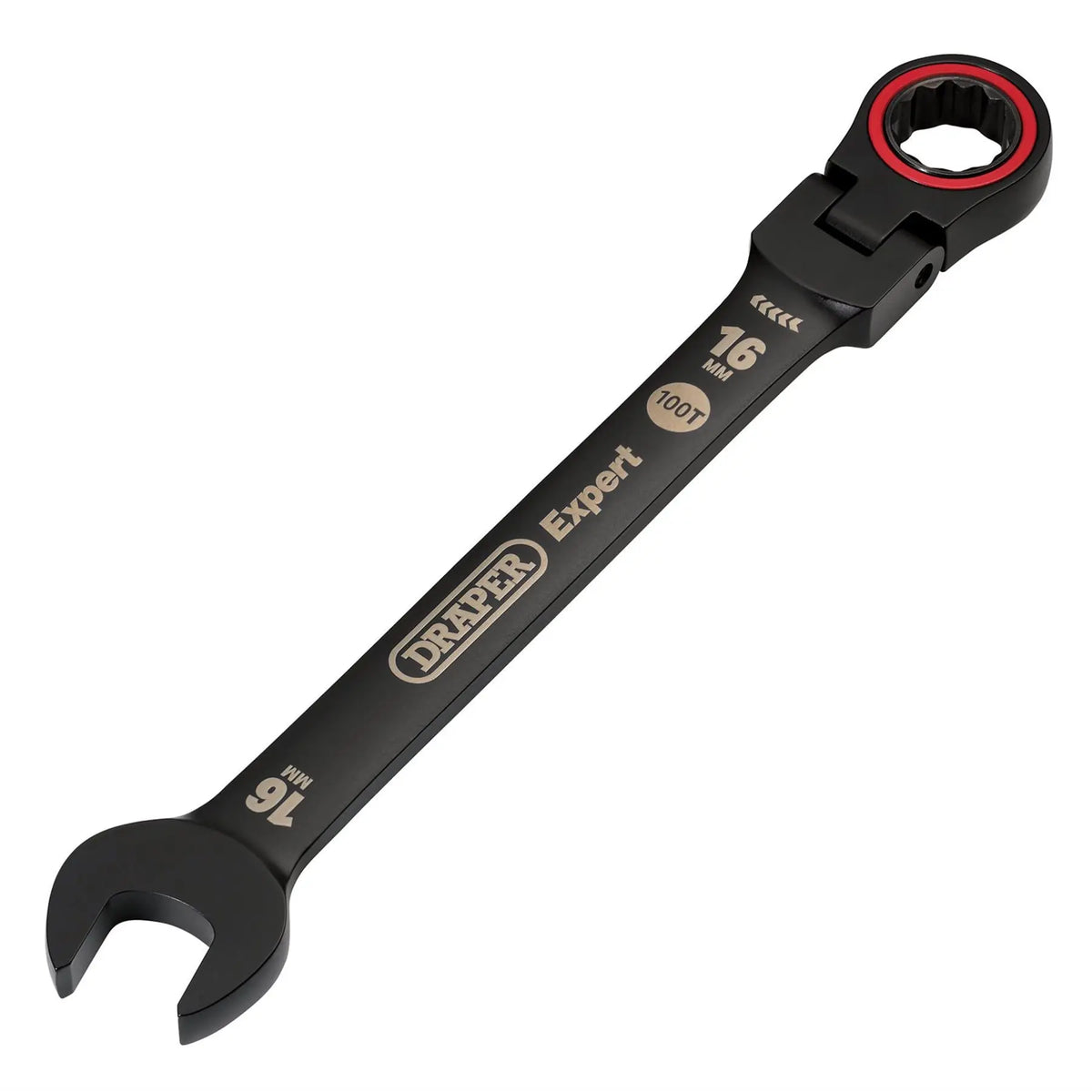 Draper Expert HI-TORQ® Metric Flexible Head Ratchet Combination Spanner 16mm Black 03923 White Rose Tools