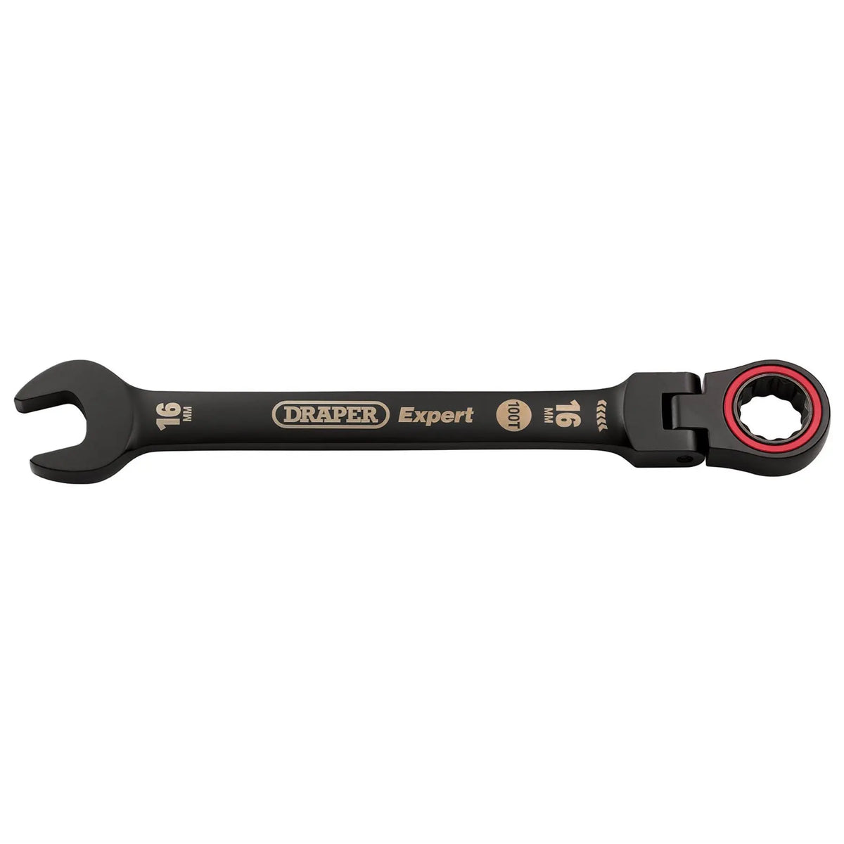Draper Expert HI-TORQ® Metric Flexible Head Ratchet Combination Spanner 16mm Black 03923 White Rose Tools