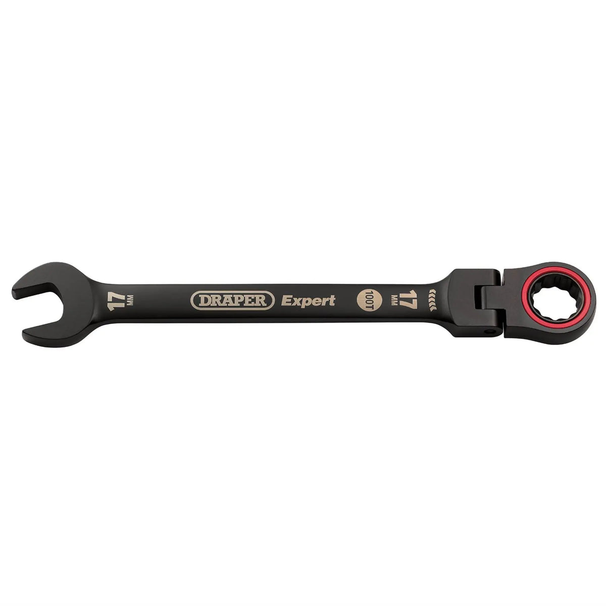 Draper Expert HI-TORQ® Metric Flexible Head Ratchet Combination Spanner 17mm Black 03924 White Rose Tools