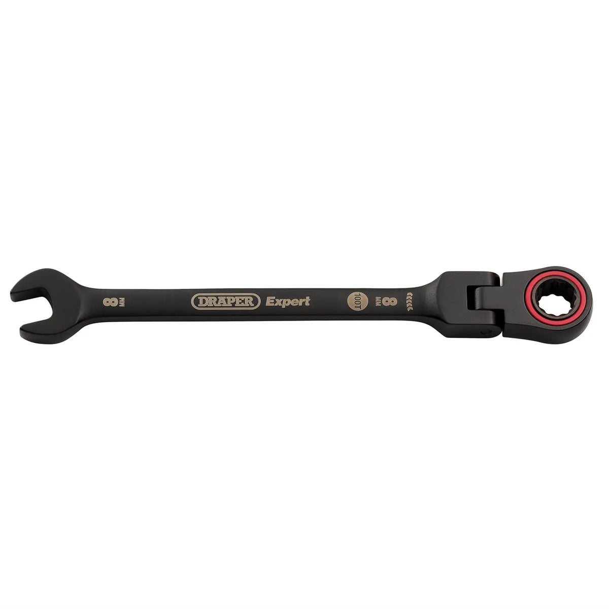 Draper Expert HI-TORQ® Metric Flexible Head Ratchet Combination Spanner 8mm Black 03914 White Rose Tools
