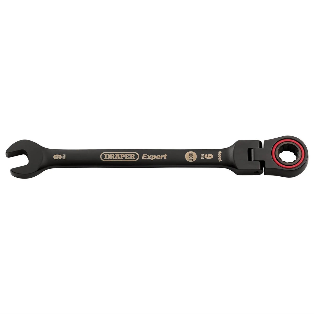 Draper Expert HI-TORQ® Metric Flexible Head Ratchet Combination Spanner 9mm Black 03915 White Rose Tools