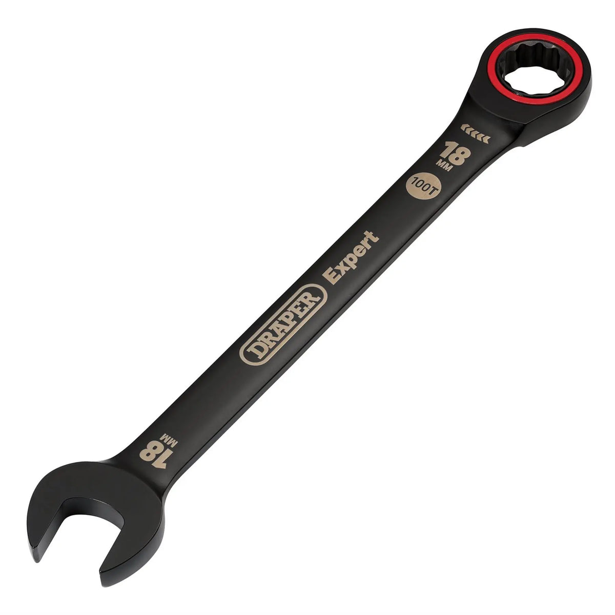 Draper Expert HI-TORQ® Metric Ratchet Combination Spanner 18mm Black 03891 White Rose Tools
