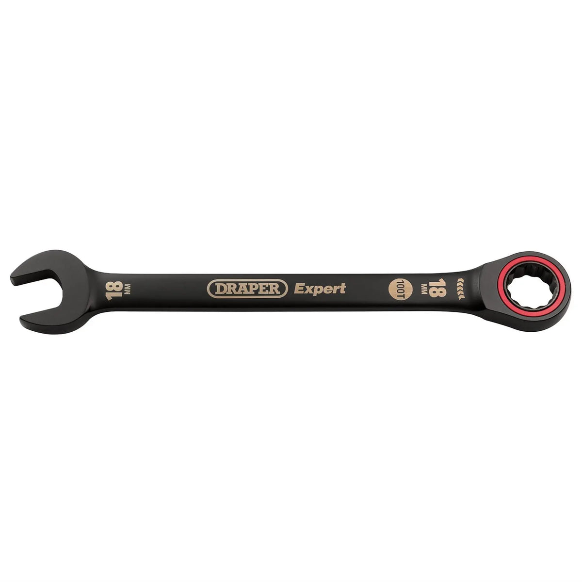 Draper Expert HI-TORQ® Metric Ratchet Combination Spanner 18mm Black 03891 White Rose Tools