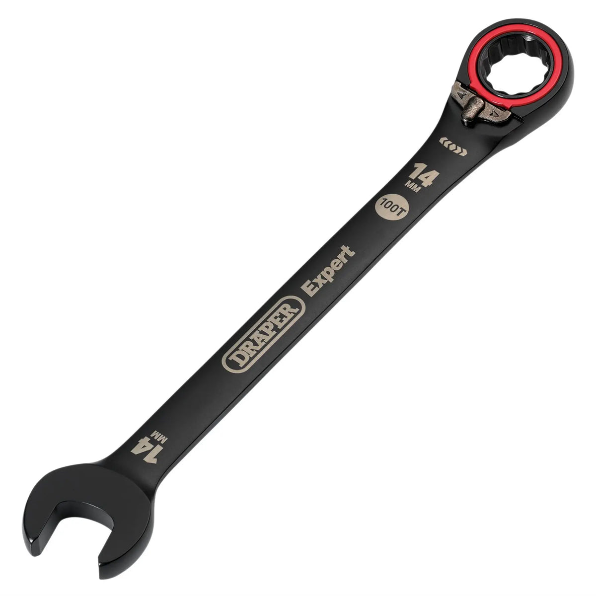 Draper Expert HI-TORQ® Metric Reversible Ratchet Combination Spanner 14mm Black 03904 White Rose Tools