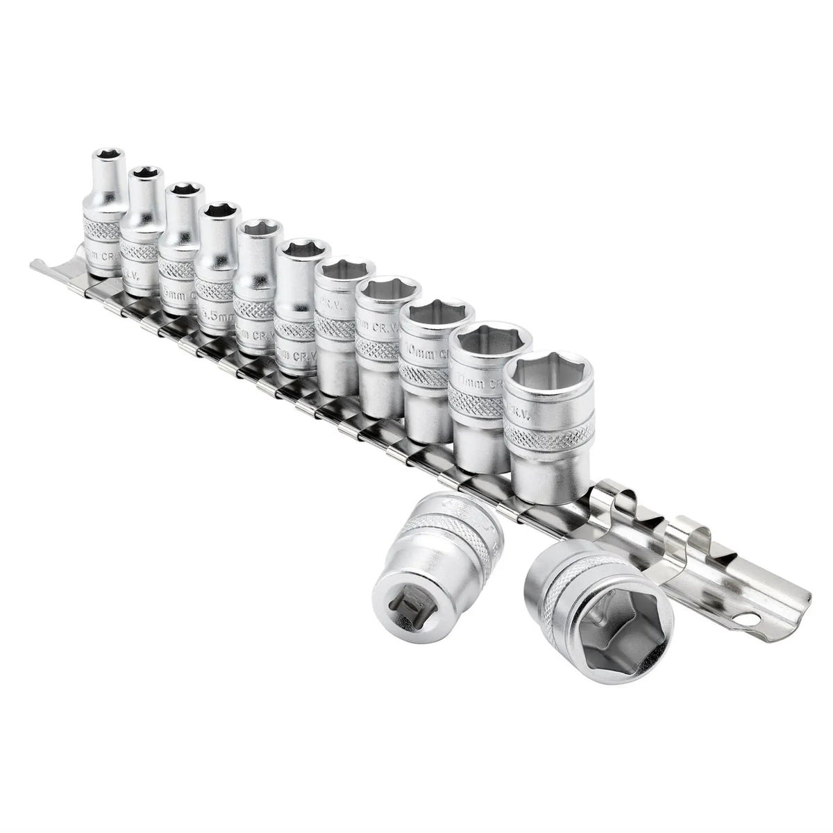 Draper Expert HI-TORQ® Metric Socket Set on a Metal Rail 1/4" Sq. Dr. (13 Piece) 16487 White Rose Tools