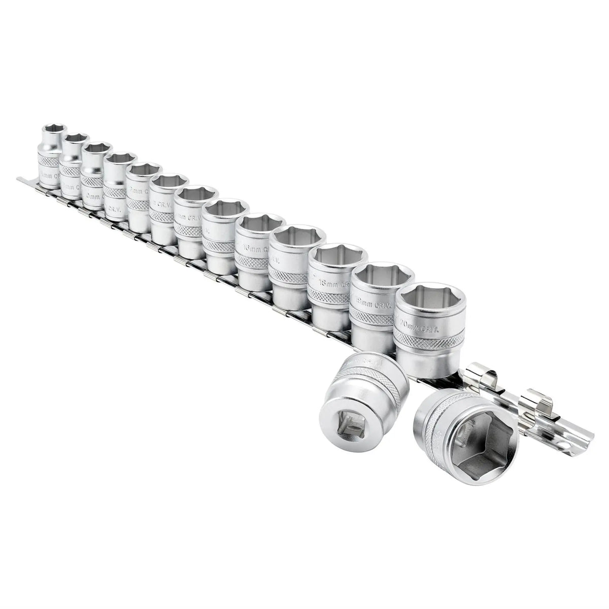 Draper Expert HI-TORQ® Metric Socket Set on a Metal Rail 3/8" Sq. Dr. (15 Piece) 16492 White Rose Tools