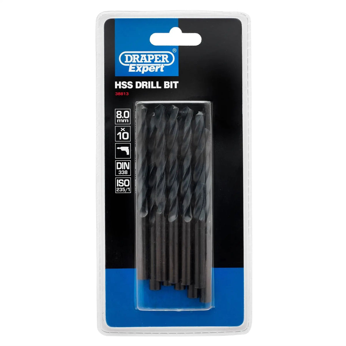 Draper Expert HSS Drill Bit 8 x 220mm (Pack of 10) 38813 White Rose Tools