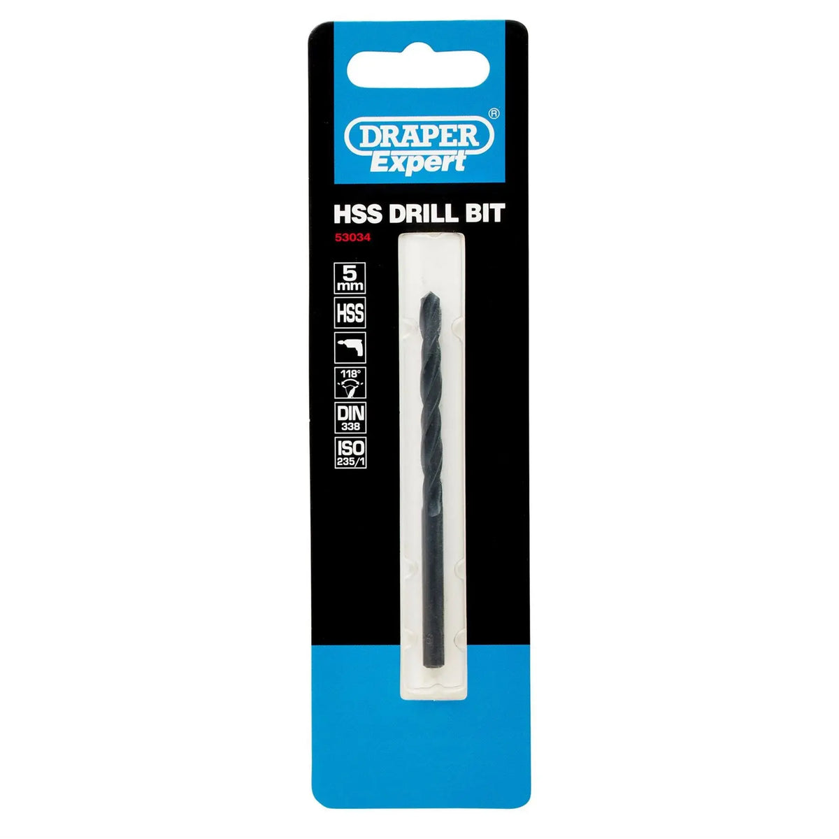 Draper Expert HSS Twist Drill for 6 x 1.0 Taps 5 x 86mm 53034 White Rose Tools