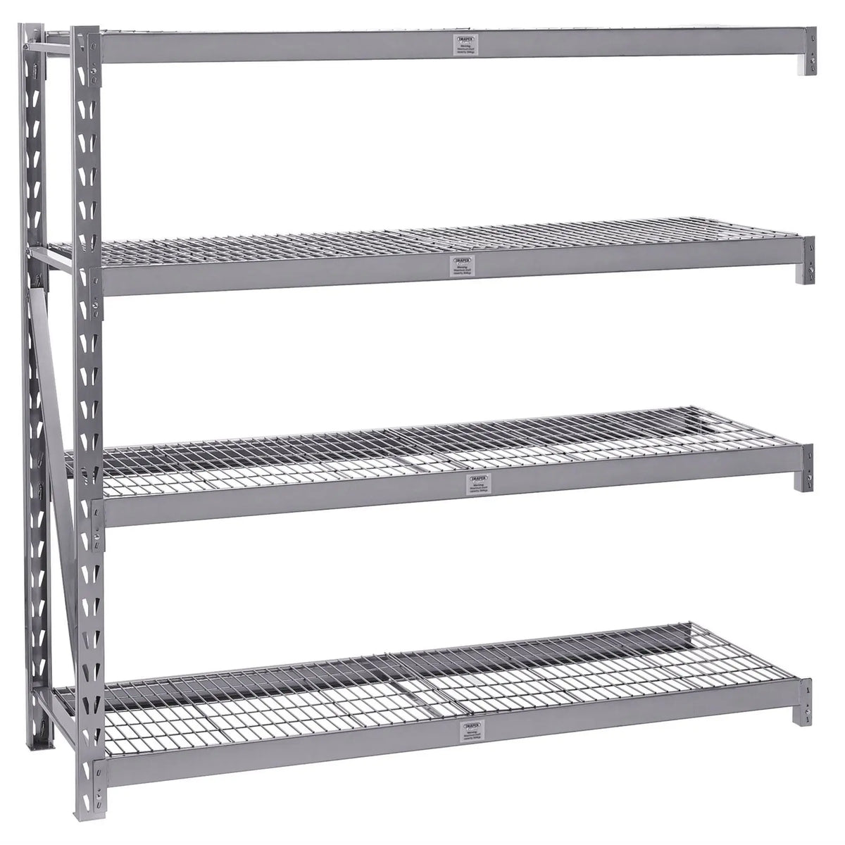 Draper Expert Heavy Duty Steel 4 Shelving Extension Unit 1959 x 610 x 1830mm 05229 White Rose Tools