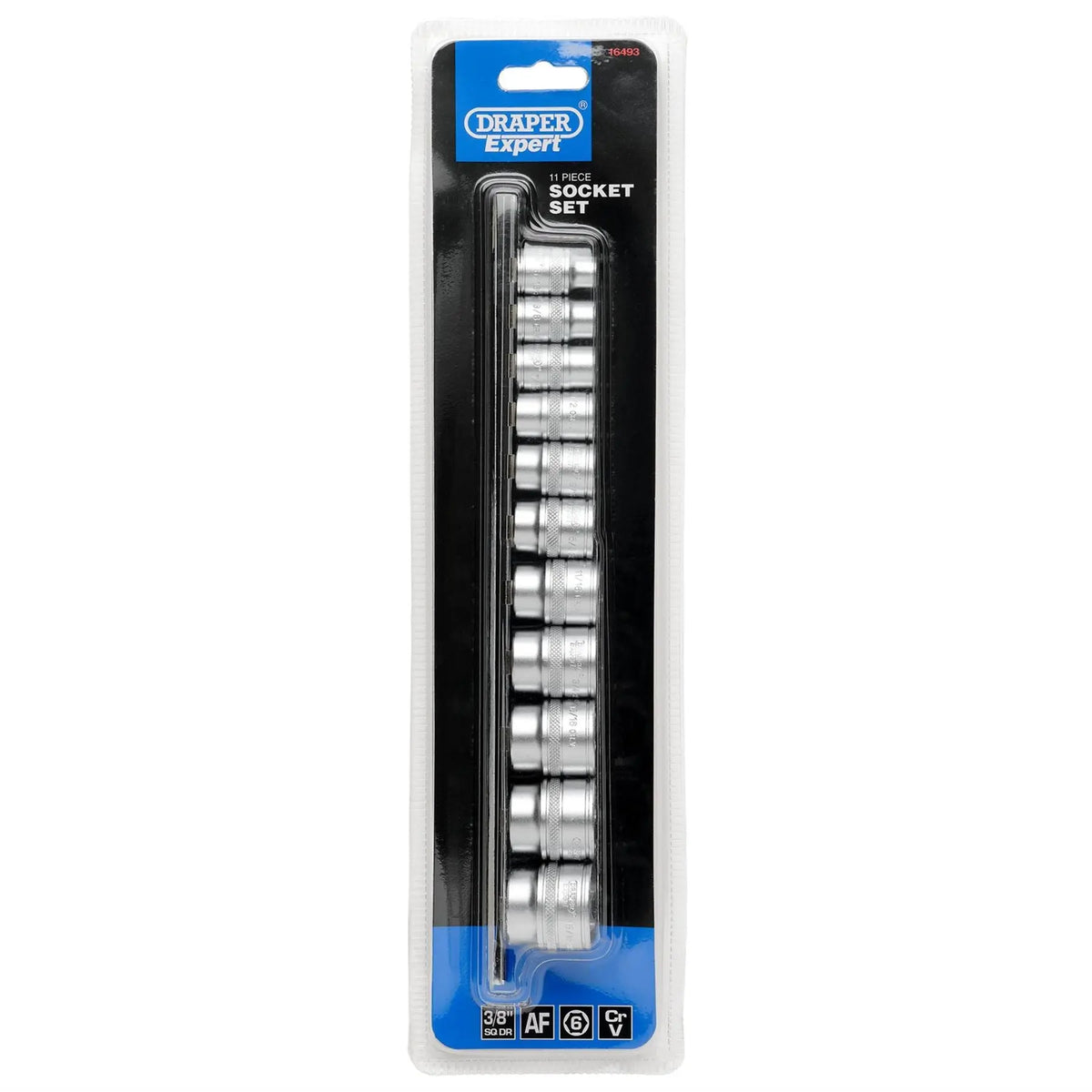Draper Expert Imperial Socket Set on a Metal Rail 3/8" Sq. Dr. (11 Piece) 16493 White Rose Tools