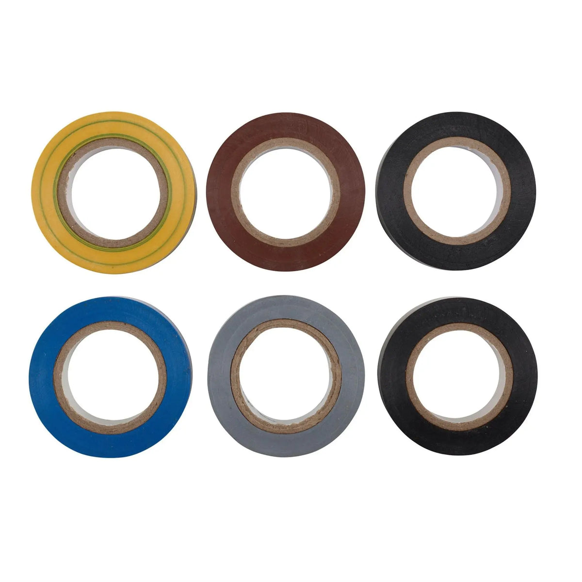 Draper Expert Insulation Tape 10m x 19mm Mixed Colours (Pack of 6) 90086 White Rose Tools