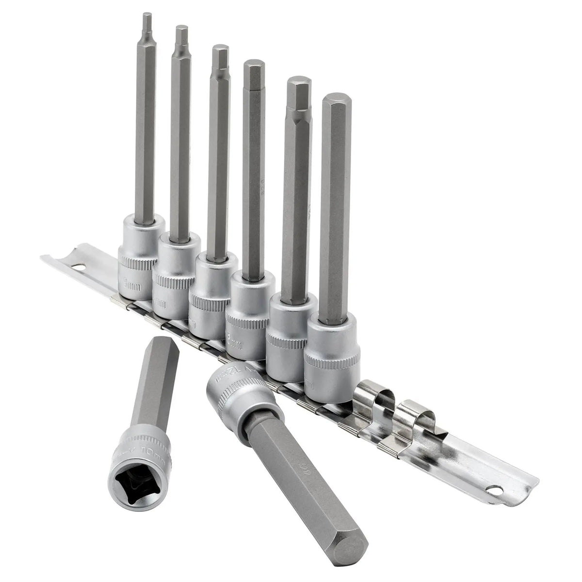 Draper Expert Long Metric Hex. Socket Bit Set 3/8" Sq. Dr. 100mm (8 Piece) 16286 White Rose Tools