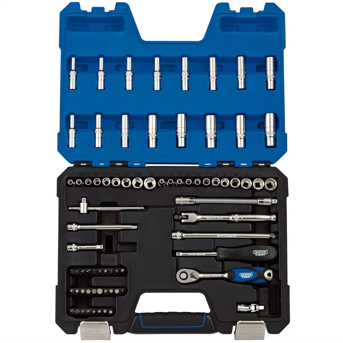 Draper Expert MM/AF Combined Socket Set 1/4" Sq. Dr. (75 Piece) 16448 White Rose Tools