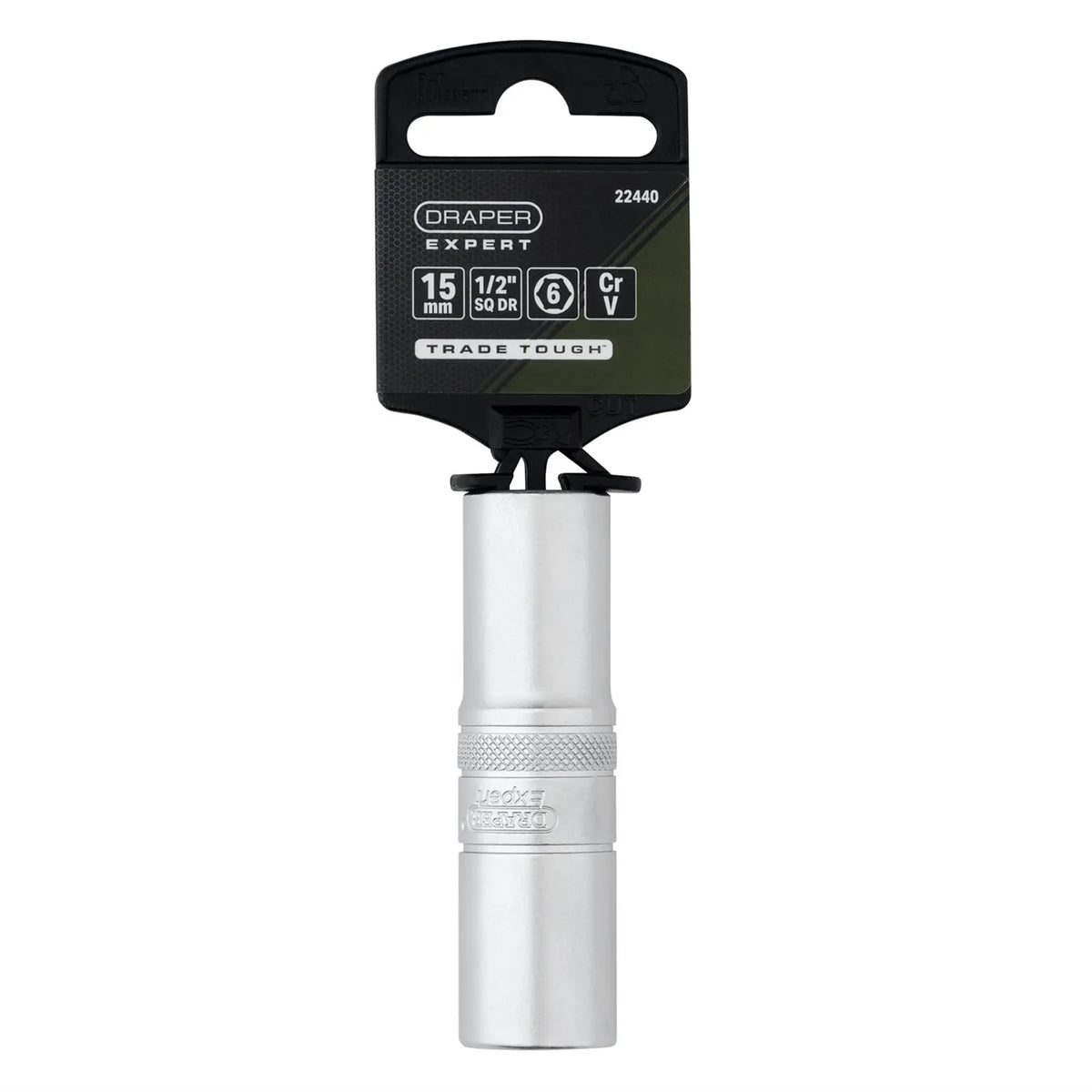 Draper Expert Metric Deep Socket 1/2" Sq. Dr. Micro Satin Chrome 15mm 22440 White Rose Tools