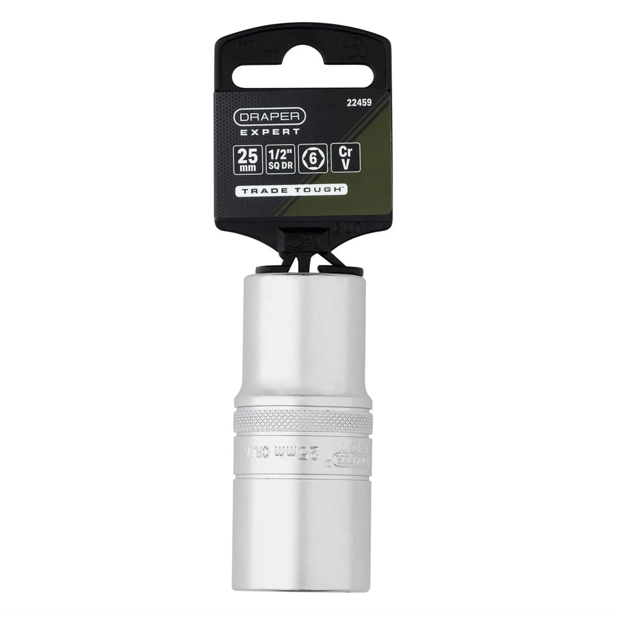 Draper Expert Metric Deep Socket 1/2" Sq. Dr. Micro Satin Chrome 25mm 22459 White Rose Tools