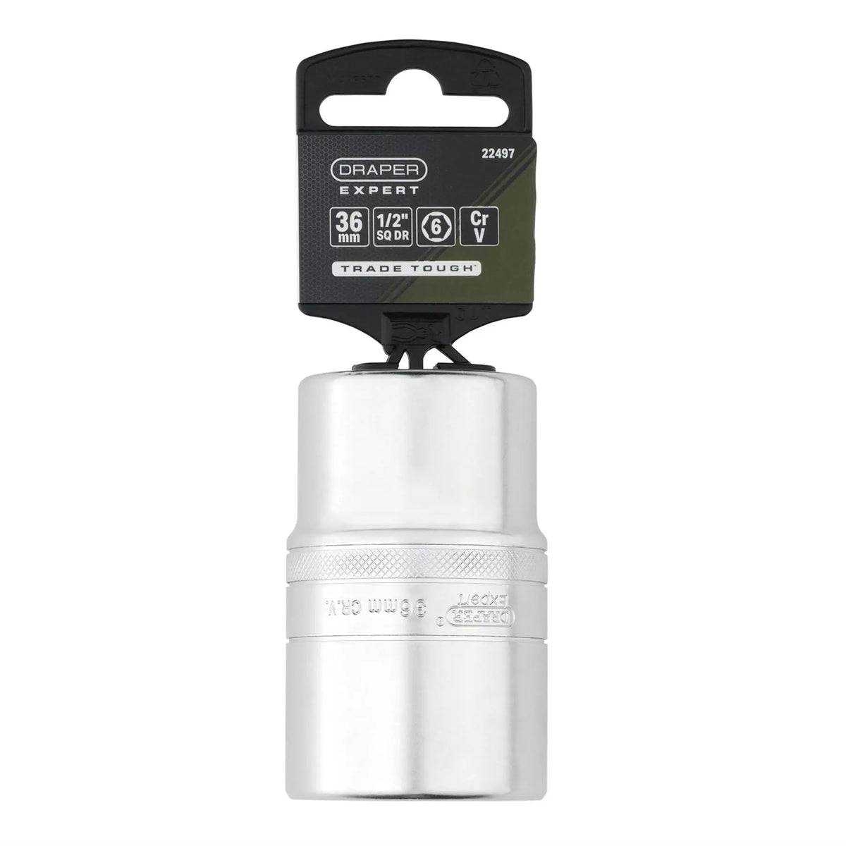 Draper Expert Metric Deep Socket 1/2" Sq. Dr. Micro Satin Chrome 36mm 22497 White Rose Tools