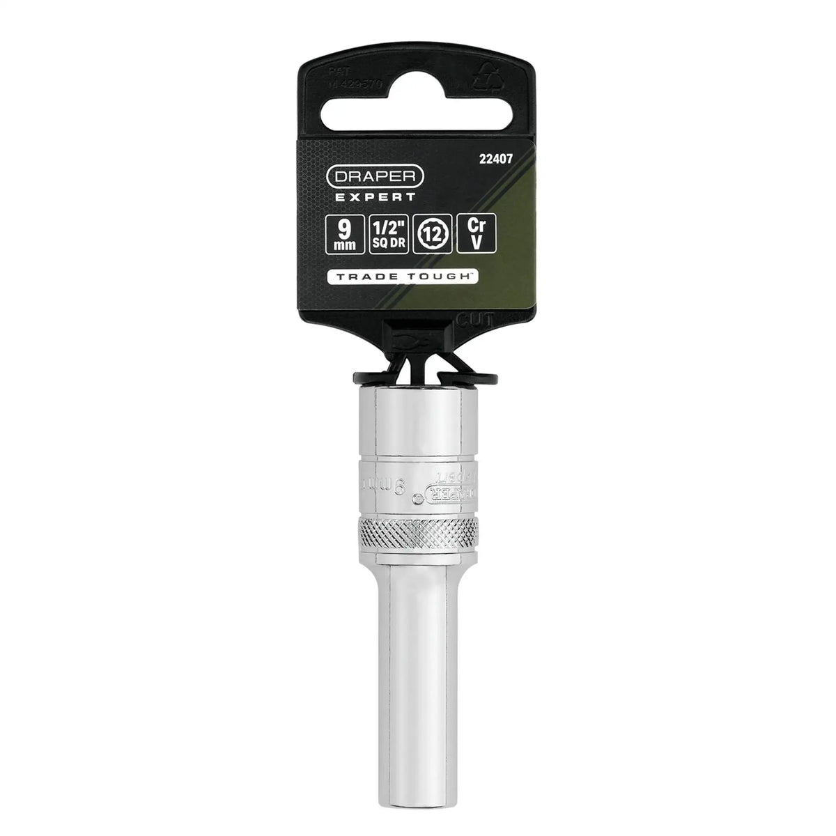 Draper Expert Metric Deep Socket 1/2" Sq. Dr.Polished Chrome 9mm 22407 White Rose Tools