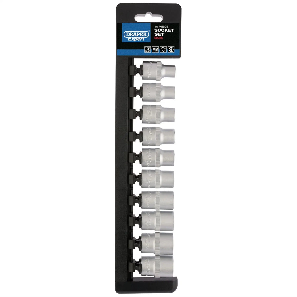 Draper Expert Metric Socket Set 1/2" Sq. Dr. (10 Piece) 50236 White Rose Tools