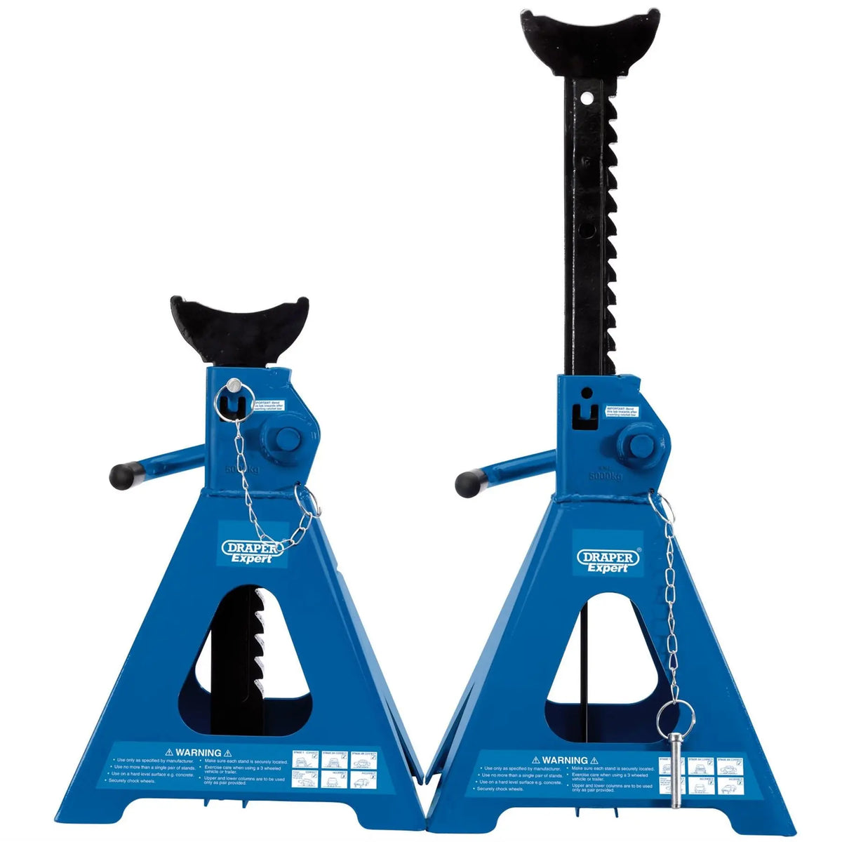 Draper Expert Pneumatic Rise Ratcheting Axle Stands 5 Tonne (Pair) 01814 White Rose Tools