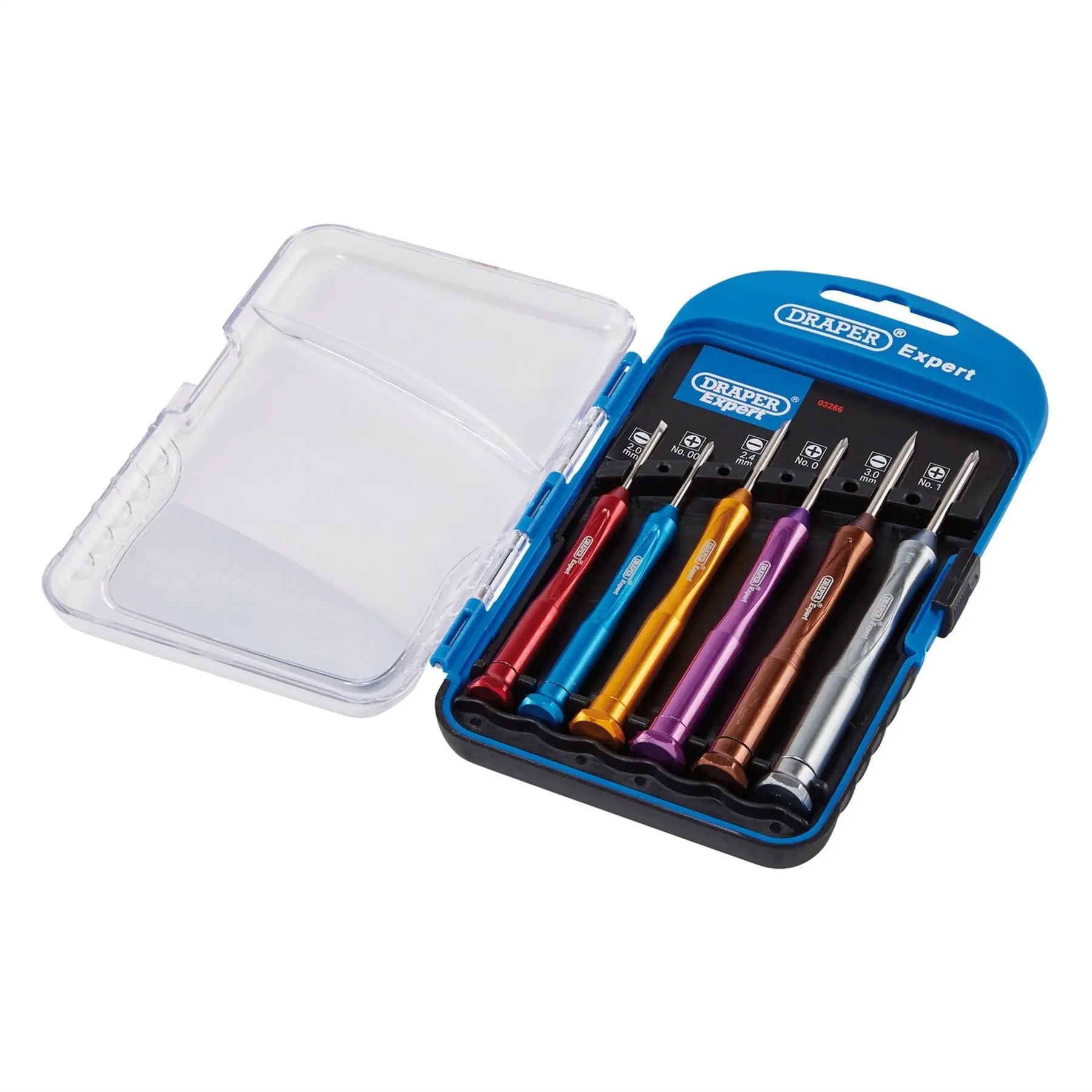 Draper Expert Precision Screwdriver Set 3 x Plain Slot 3 x Cross Slot (6 Piece) 03266 White Rose Tools