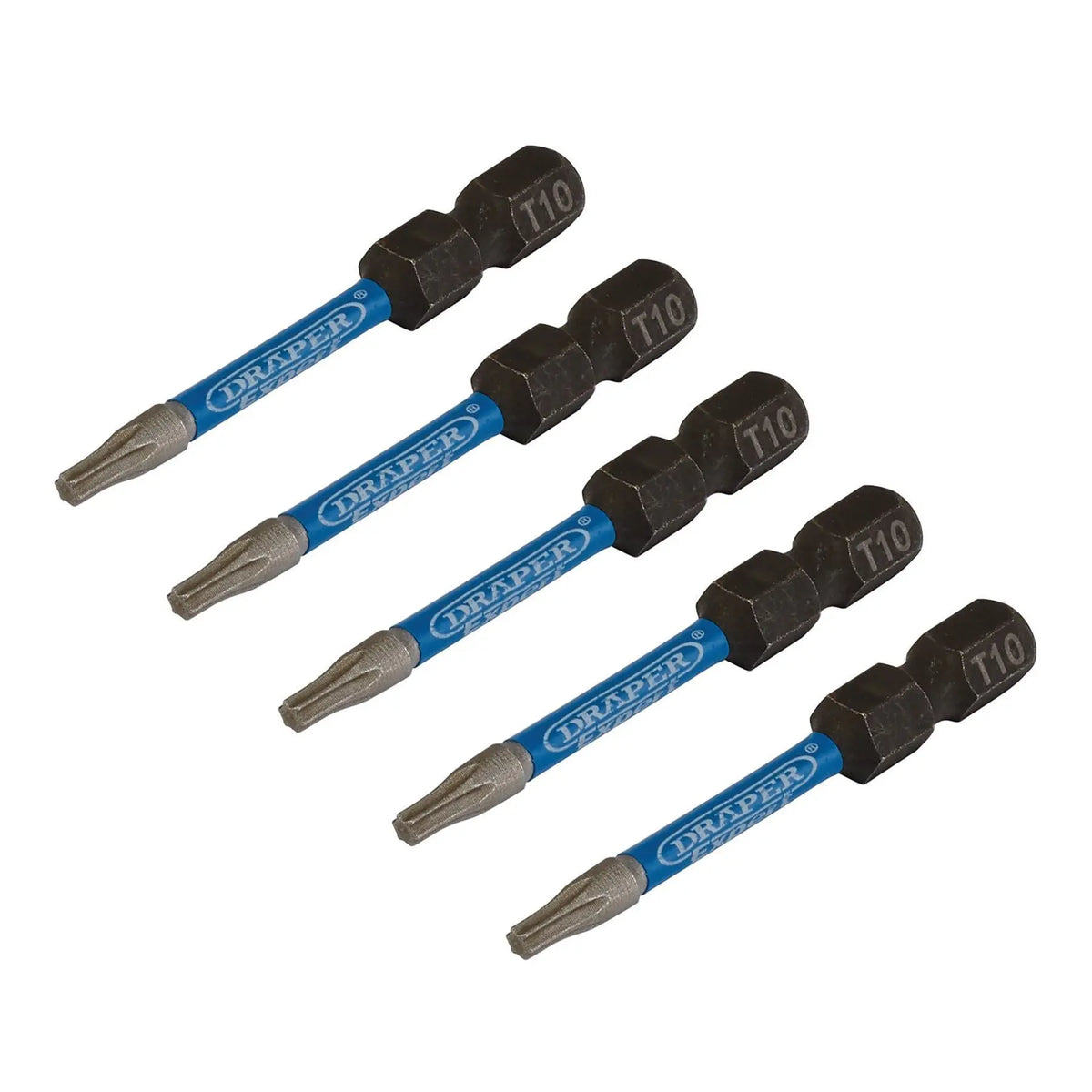 Draper Expert TX-STAR® Impact Screwdriver Bits T10 x 50mm 1/4" Hex (Pack of 5) 05649 White Rose Tools