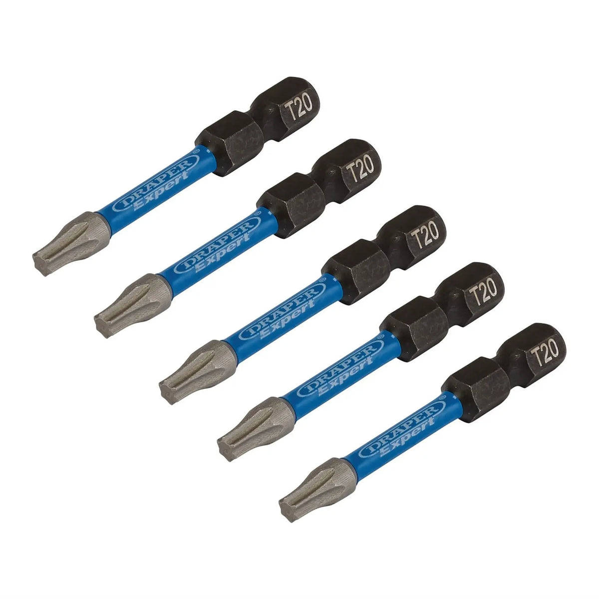 Draper Expert TX-STAR® Impact Screwdriver Bits T20 x 50mm 1/4" Hex (Pack of 5) 05652 White Rose Tools