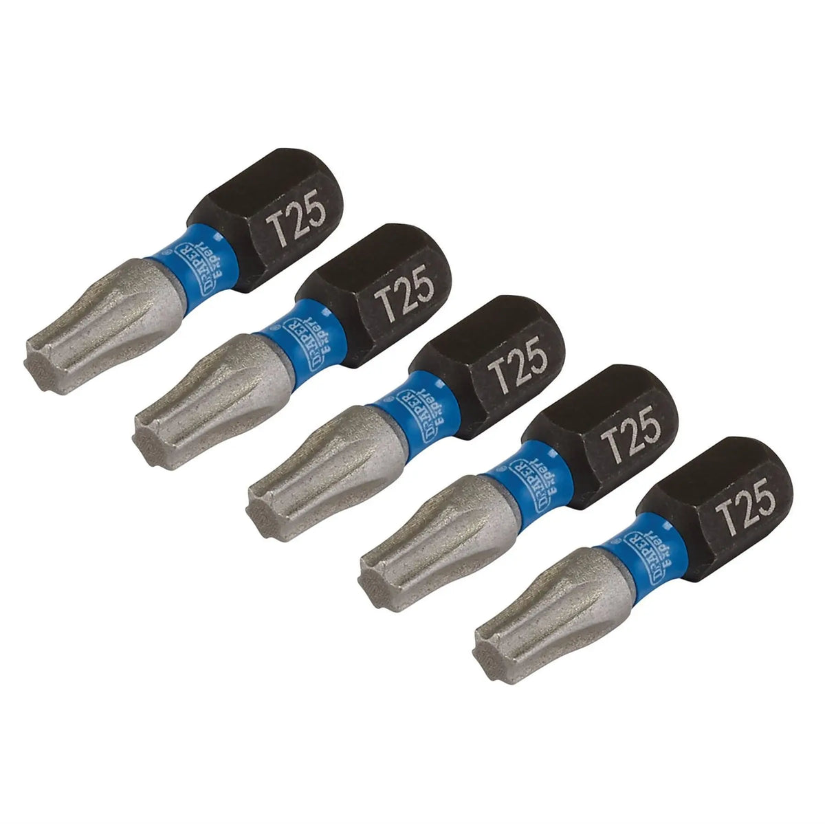 Draper Expert TX-STAR® Impact Screwdriver Bits T25 x 25mm 1/4" Hex (Pack of 5) 05494 White Rose Tools