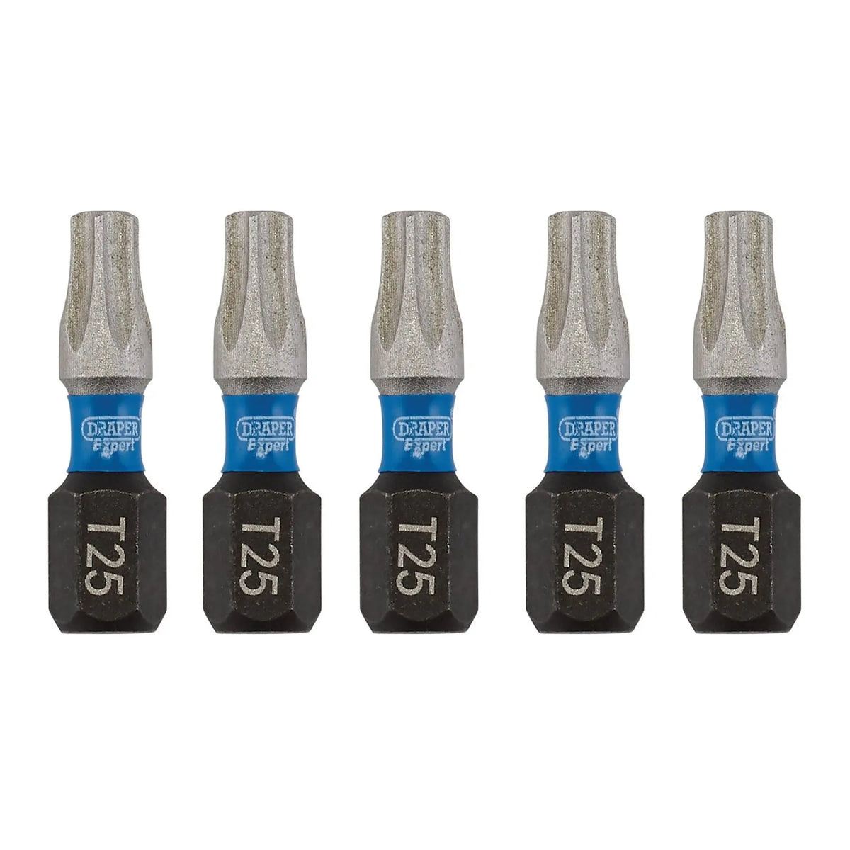 Draper Expert TX-STAR® Impact Screwdriver Bits T25 x 25mm 1/4" Hex (Pack of 5) 05494 White Rose Tools