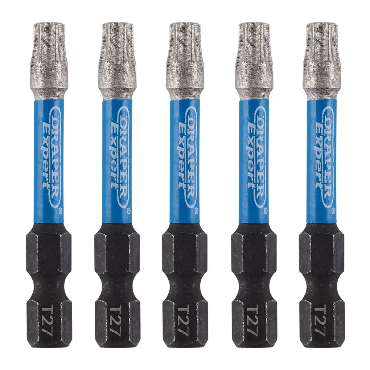 Draper Expert TX-STAR® Impact Screwdriver Bits T27 x 50mm 1/4" Hex (Pack of 5) 05654 White Rose Tools