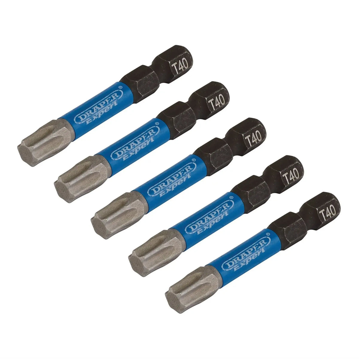 Draper Expert TX-STAR® Impact Screwdriver Bits T40 x 50mm 1/4" Hex (Pack of 5) 05672 White Rose Tools