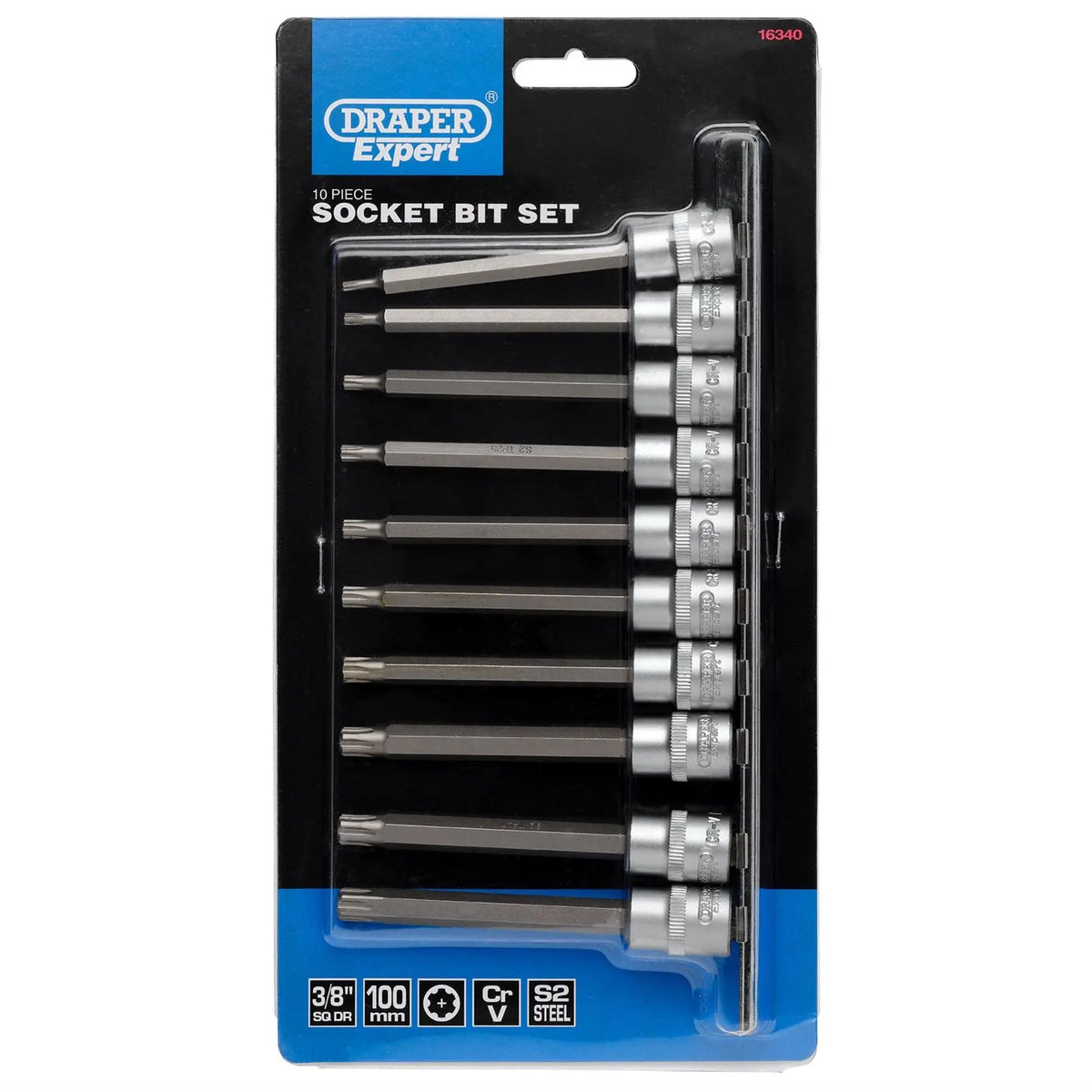 Draper Expert TX-STAR® Plus Socket Bit Set 3/8" Sq. Dr. 100mm (10 Piece) 16340 White Rose Tools