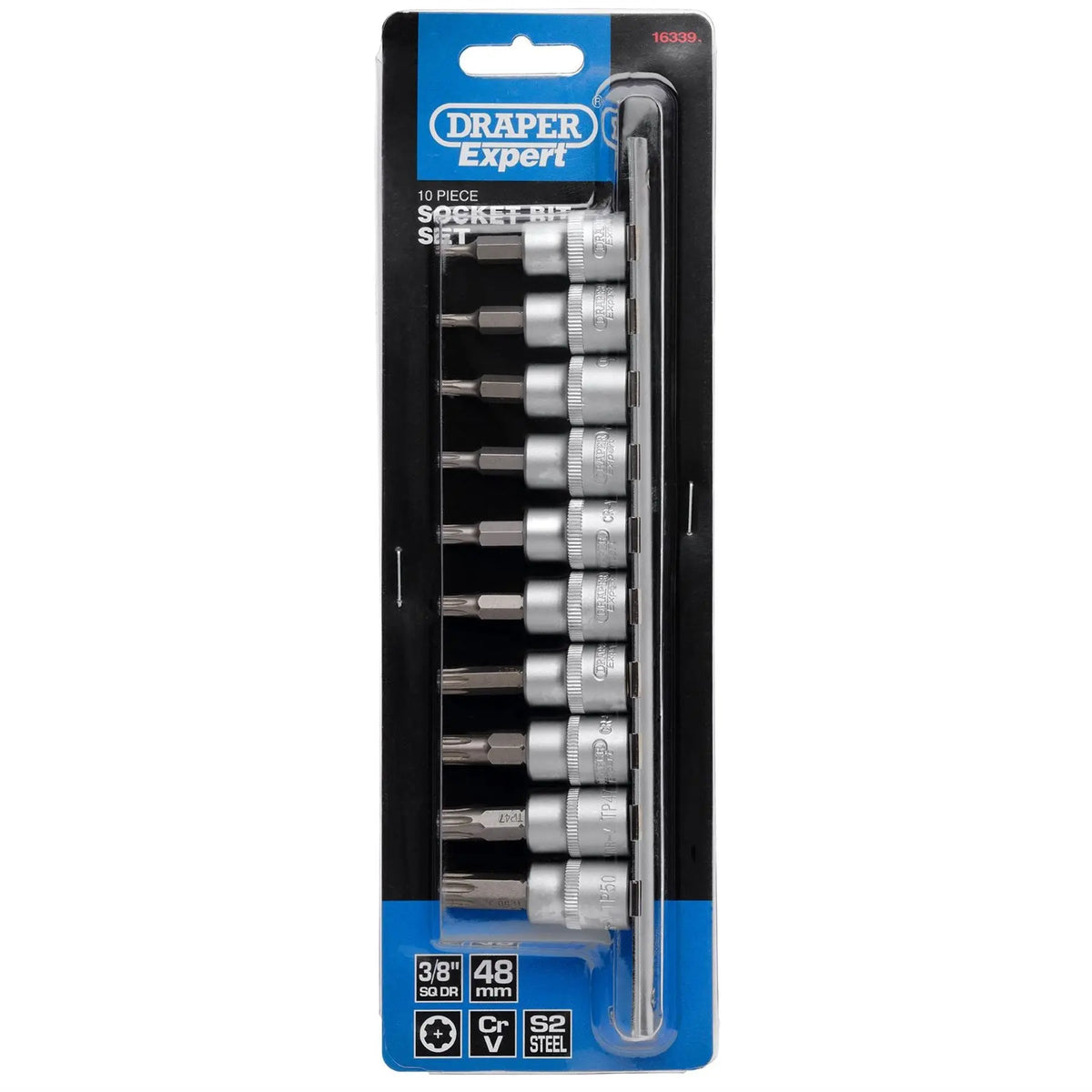 Draper Expert TX-STAR® Plus Socket Bit Set 3/8" Sq. Dr. 48mm (10 Piece) 16339 White Rose Tools