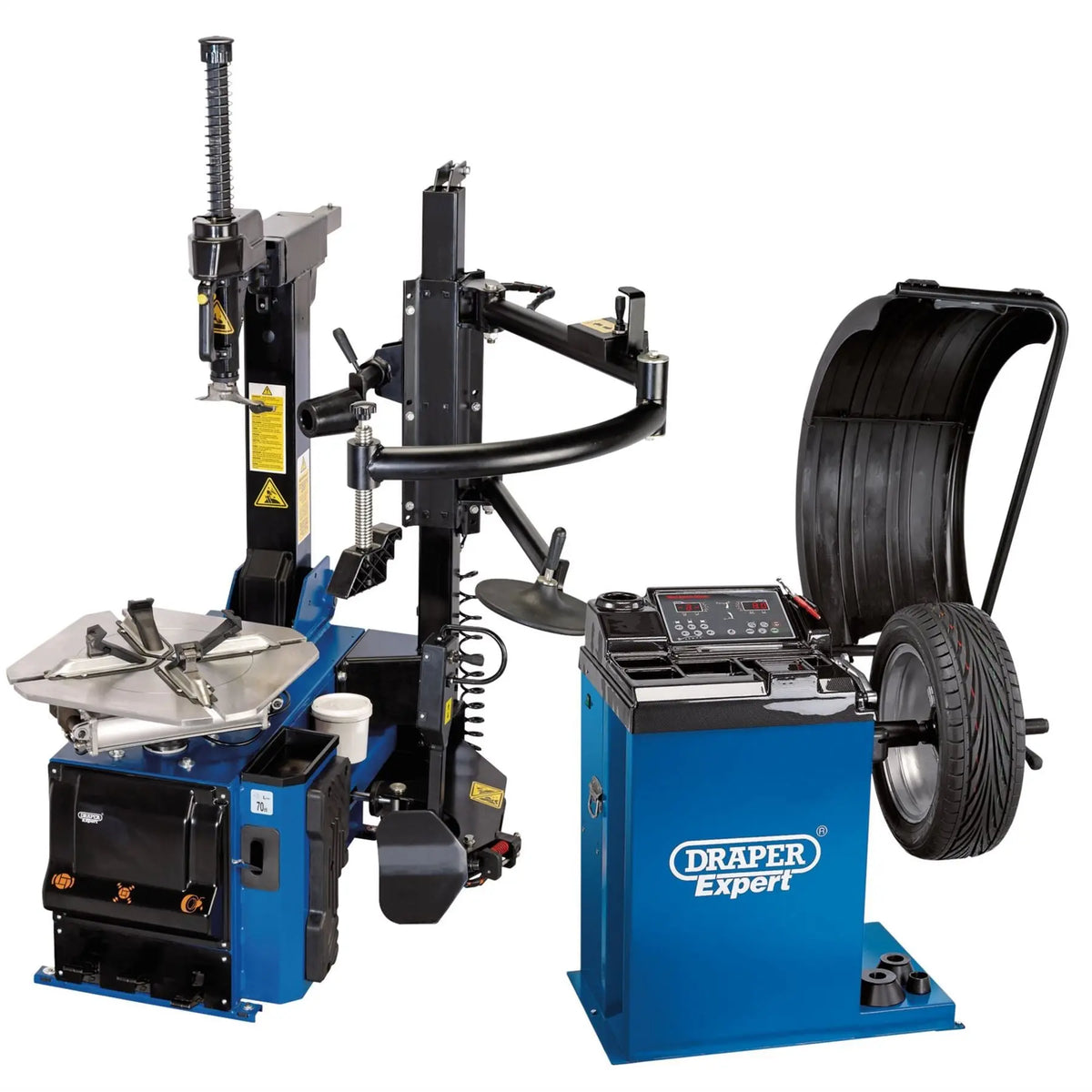 Draper Expert Tyre Changer with Assist Arm and Wheel Balancer Kit 02152 White Rose Tools