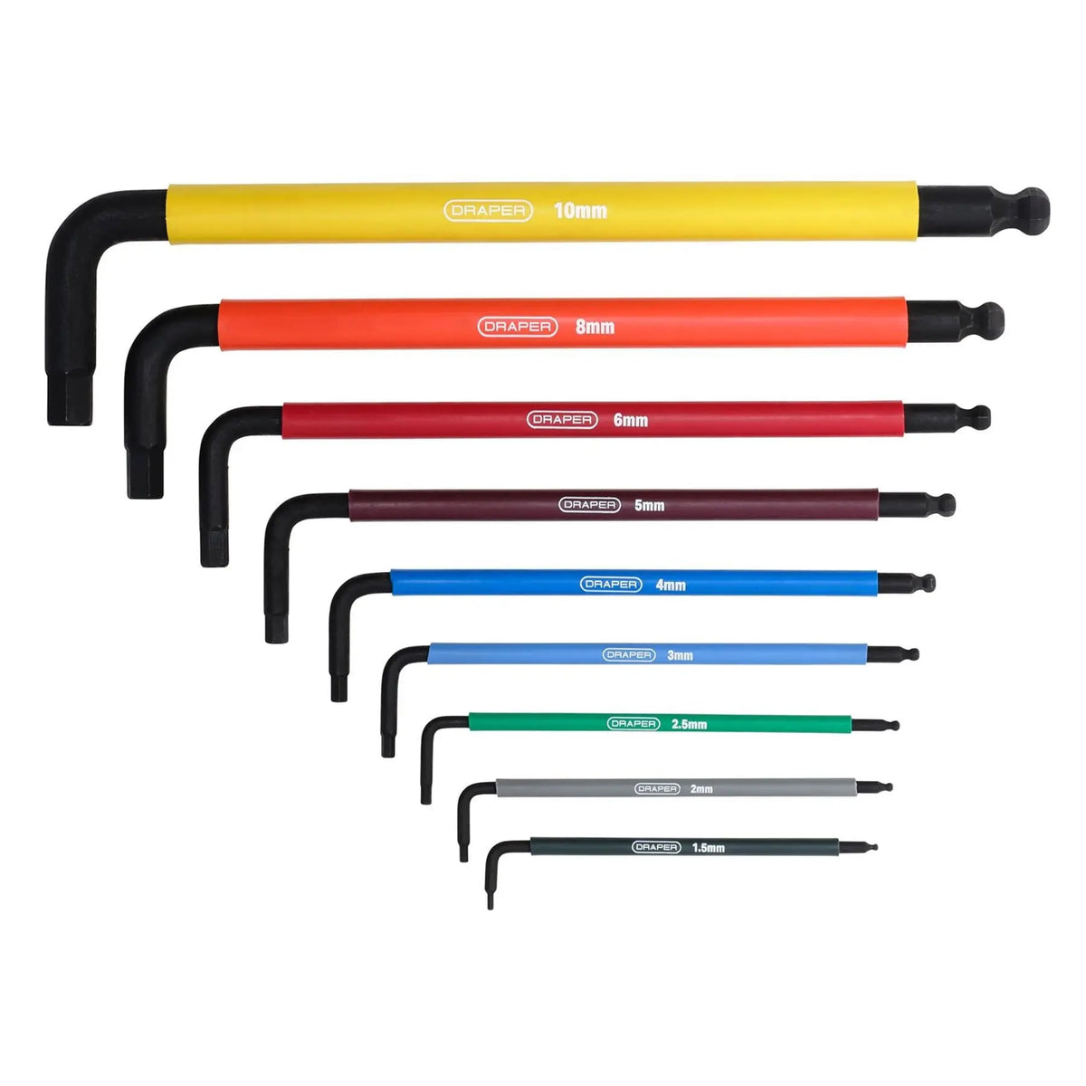 Draper Extra-Long Arm Hex Key Set (9 Piece) 07109 White Rose Tools