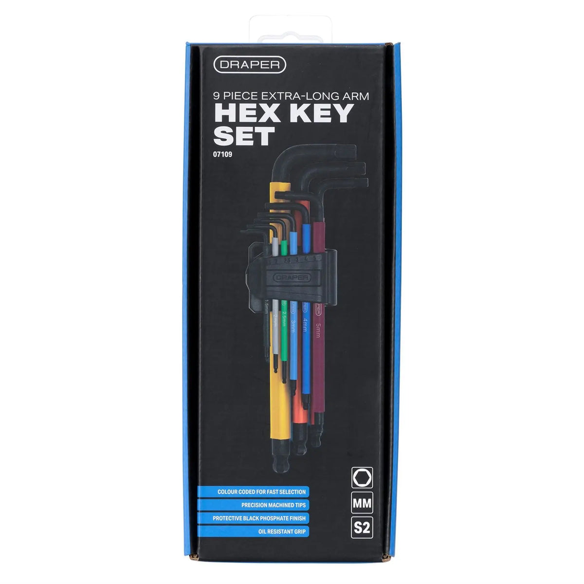Draper Extra-Long Arm Hex Key Set (9 Piece) 07109 White Rose Tools