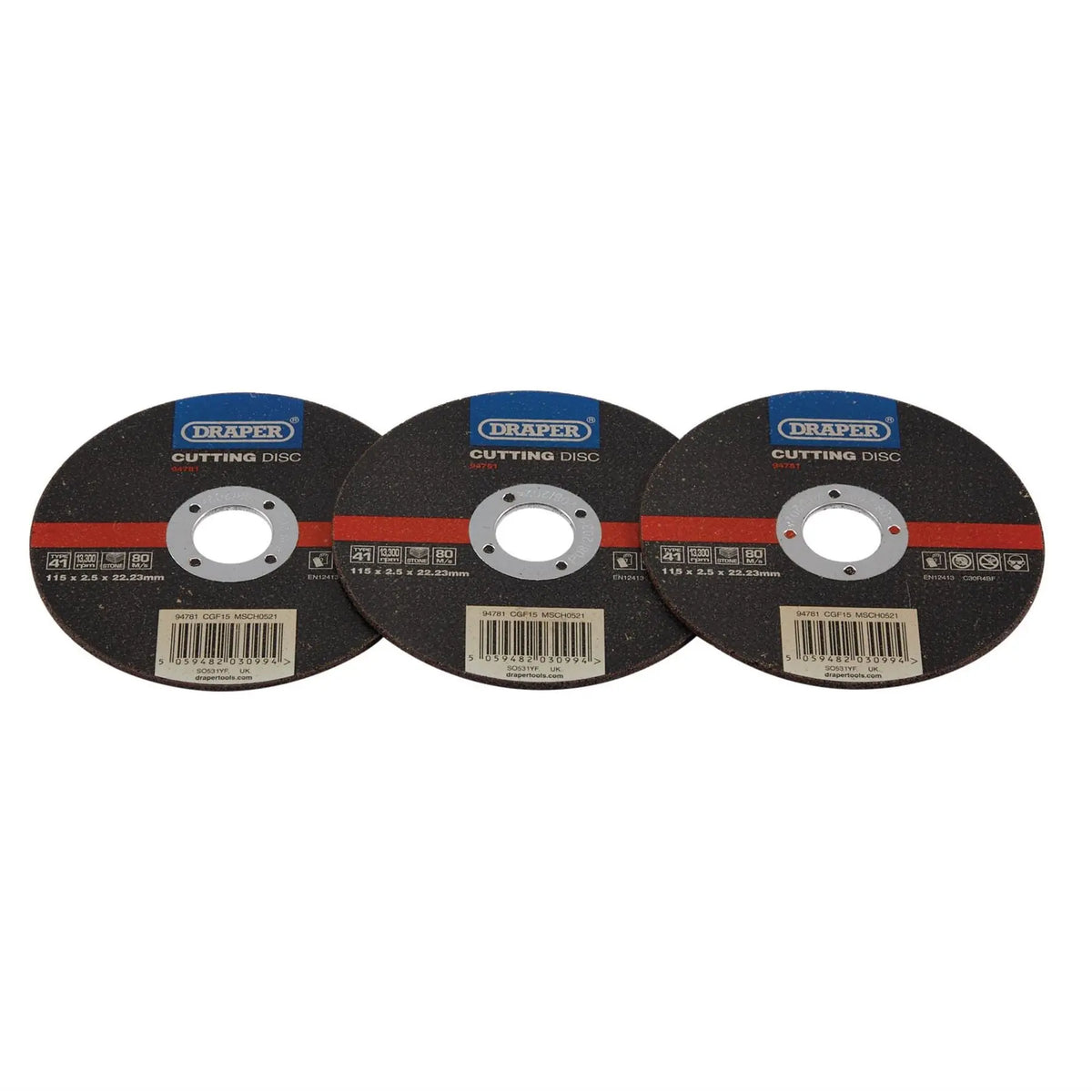 Draper Flat Stone Cutting Disc 115 x 2.5 x 22.23mm 94781 White Rose Tools