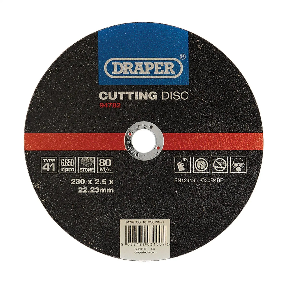Draper Flat Stone Cutting Disc 230 x 2.5 x 22.23mm 94782 White Rose Tools