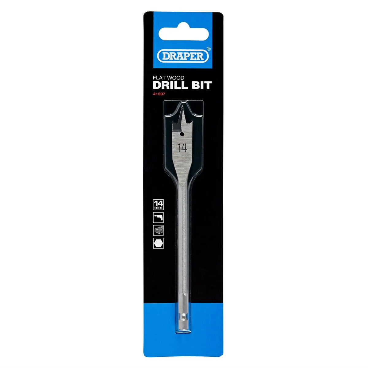 Draper Flat Wood Drill Bit 14 x 152mm 41507 White Rose Tools
