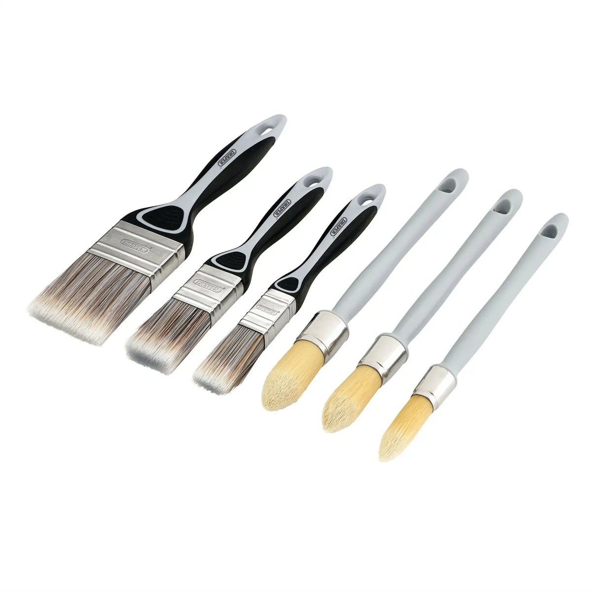 Draper Flat and Round Sash Paint Brush Set (6 Piece) 20450 White Rose Tools