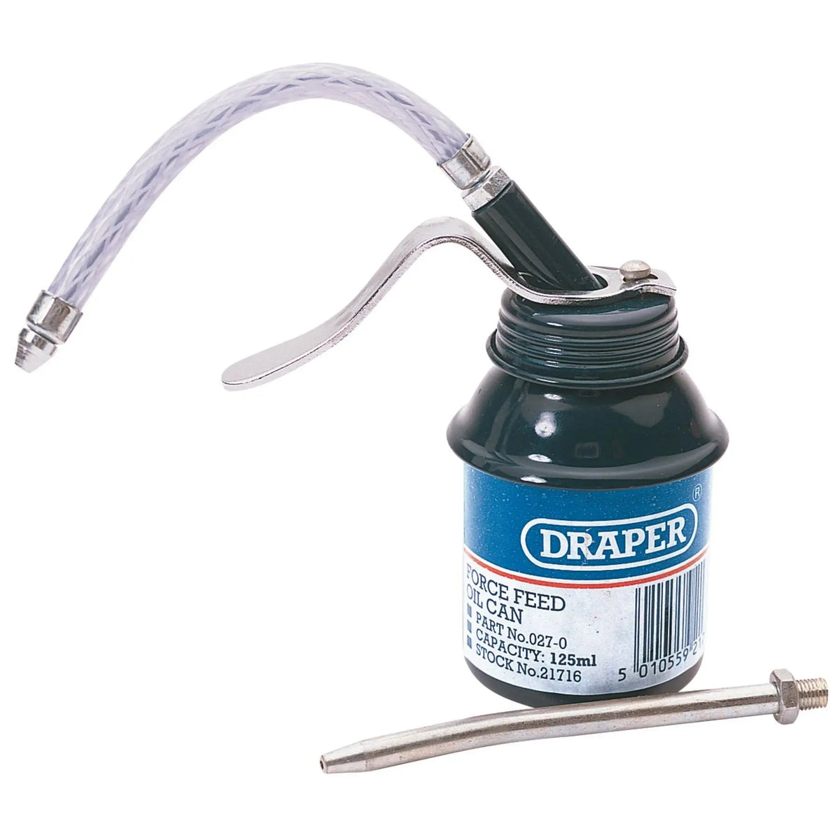 Draper Force Feed Oil Can 125ml 21716 White Rose Tools