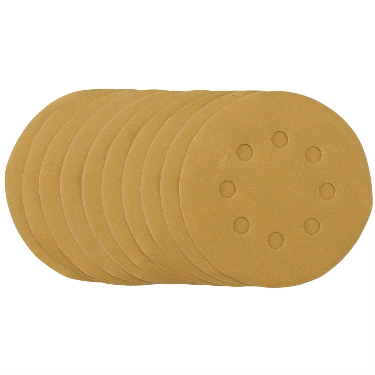 Draper Gold Sanding Discs with Hook & Loop 125mm 240 Grit 8 Dust Extraction Holes (Pack of 10) 58340 White Rose Tools