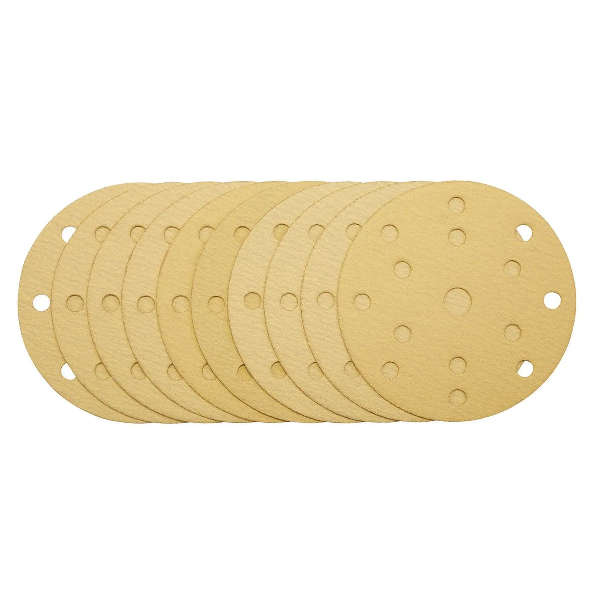 Draper Gold Sanding Discs with Hook & Loop 150mm 120 Grit 15 Dust Extraction Holes (Pack of 10) 08473 White Rose Tools